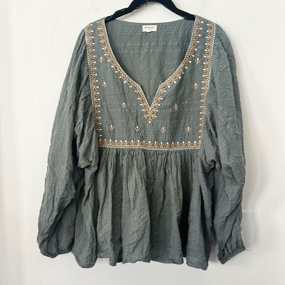 World Market Embroidered Boho Style Blouse L/XL - Picture 1 of 6